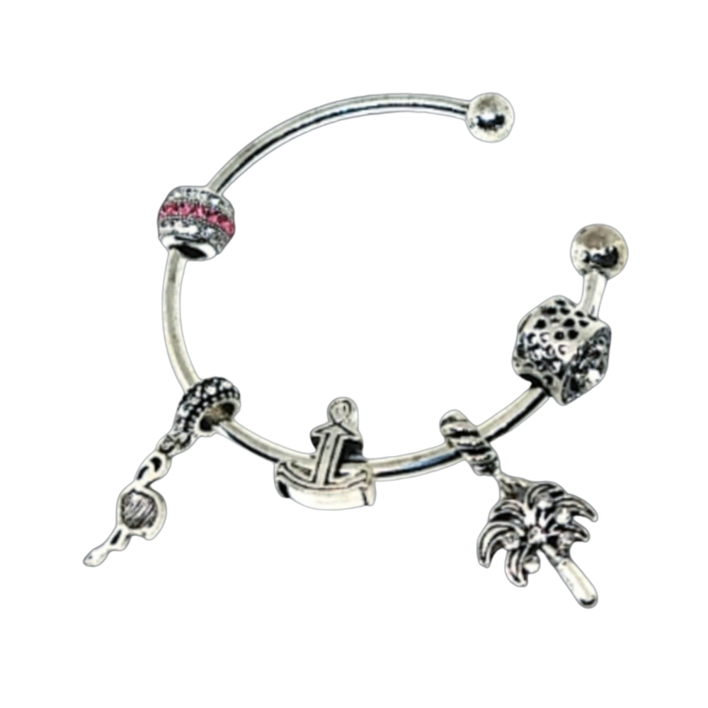 Silver Tone Open Cuff Bracelet With Assorted Char… - image 5